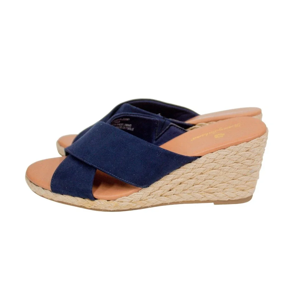 Tommy Bahama Stacey Sandal Navy Espadrille Wedge Slide Womens 8.5